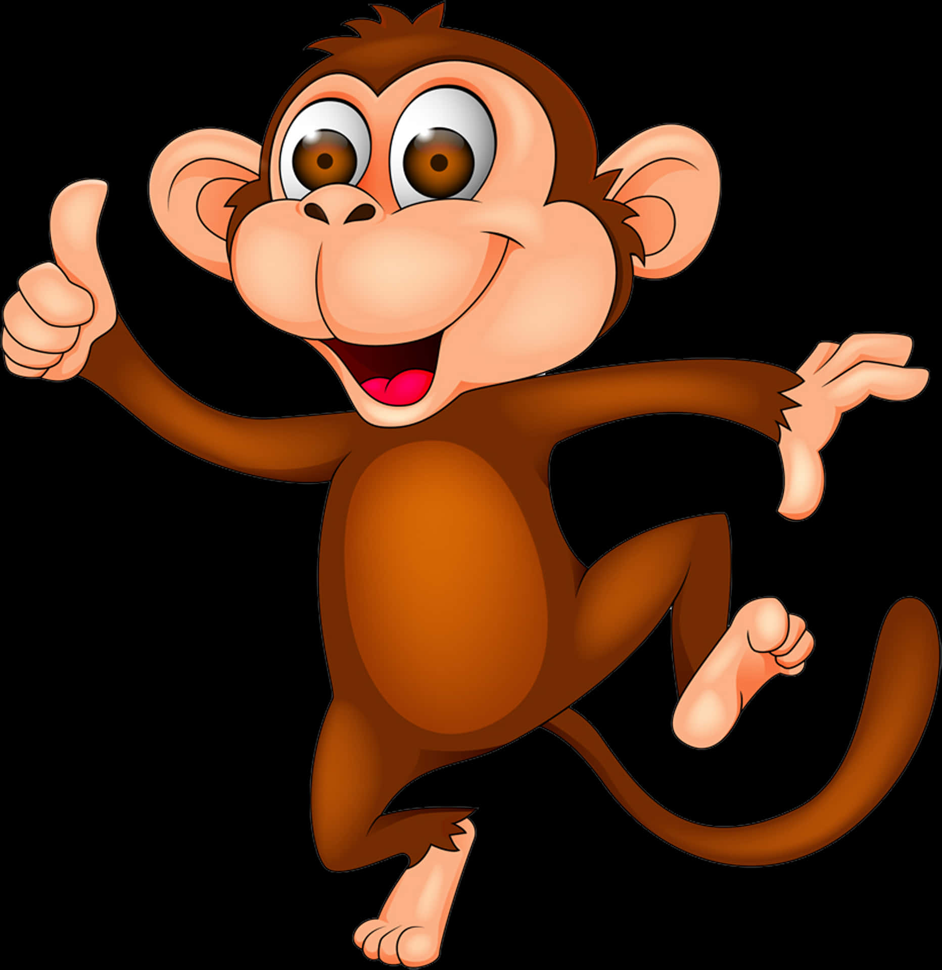 Happy Cartoon Monkey Thumbs Up PNG Image