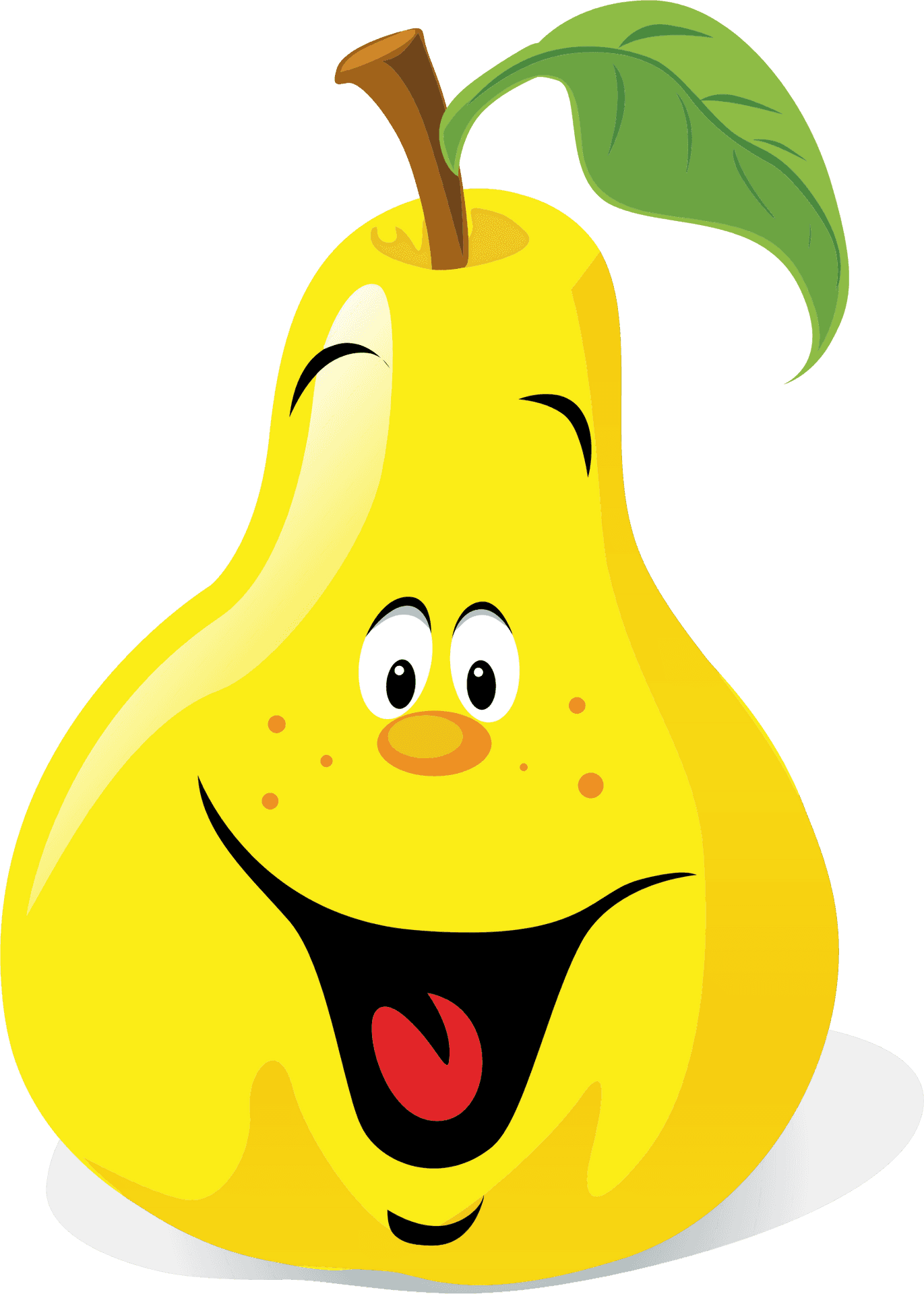 Happy Cartoon Pear Character PNG Image