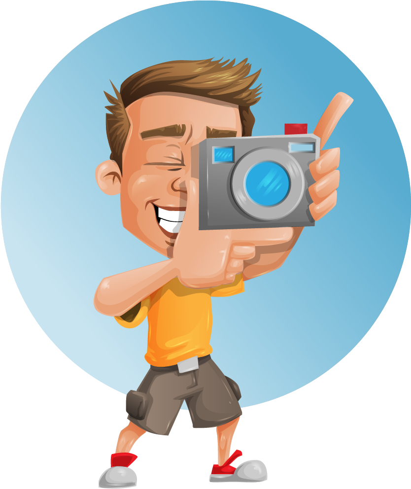 Happy Cartoon Photographer.png PNG Image