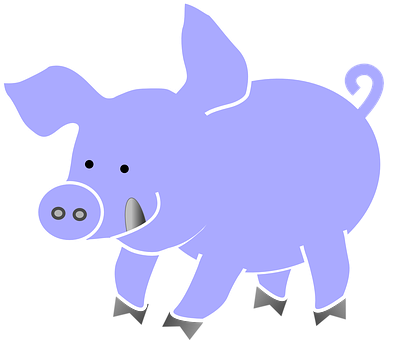 Happy Cartoon Pig Black Background PNG Image