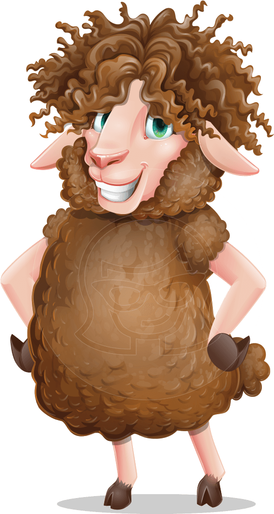 Happy Cartoon Sheep Standing PNG Image