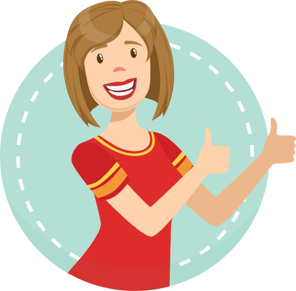 Happy Cartoon Woman Giving Thumbs Up PNG Image