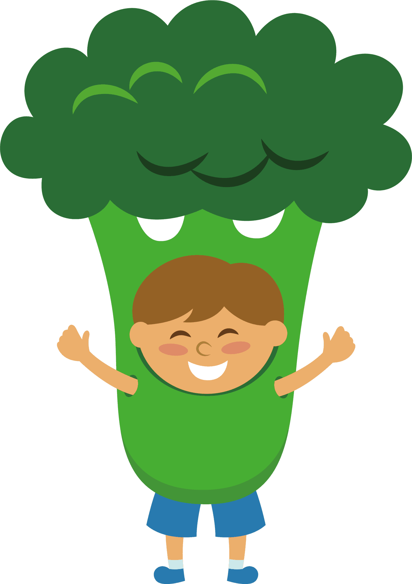 Happy Child Broccoli Costume PNG Image