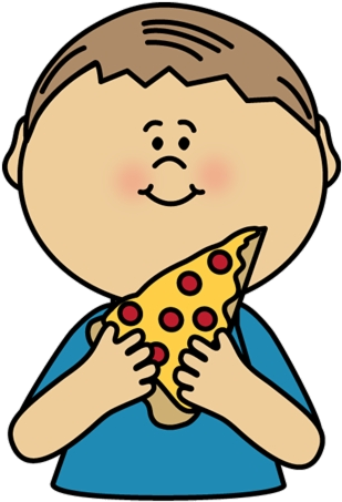 Happy Child Eating Pizza Clipart PNG Image