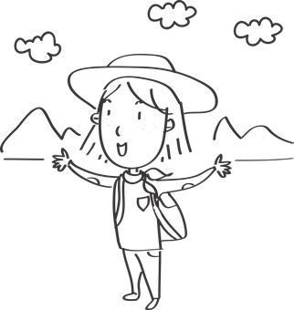 Happy Child Outdoor Sketch PNG Image