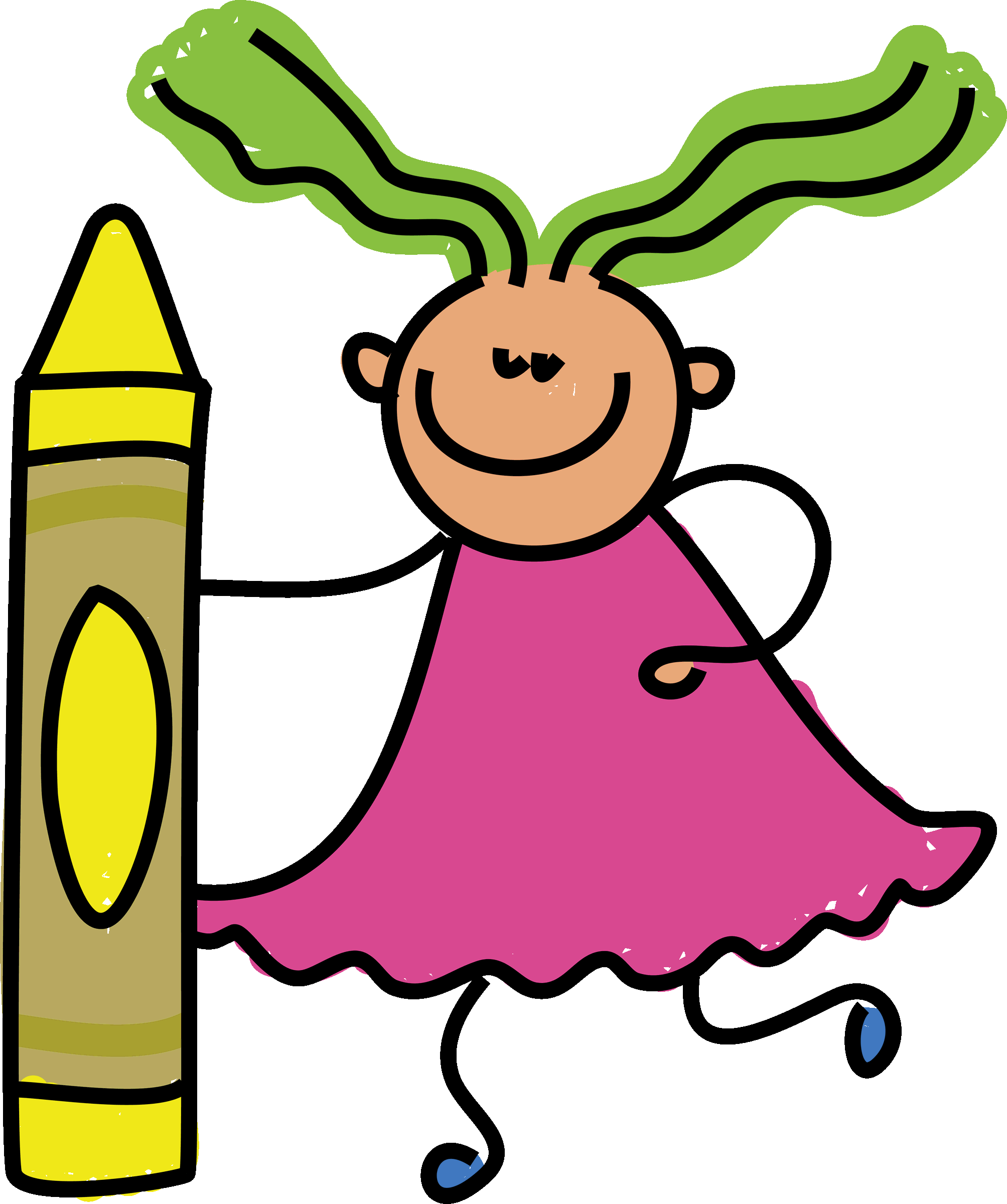 Happy Child With Crayon Drawing PNG Image