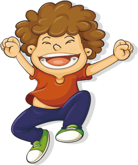 Happy Child With Curly Hair Jumping PNG Image