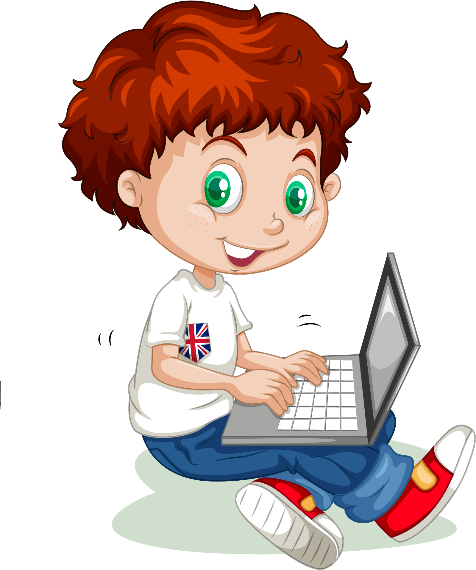 Happy Child With Laptop PNG Image