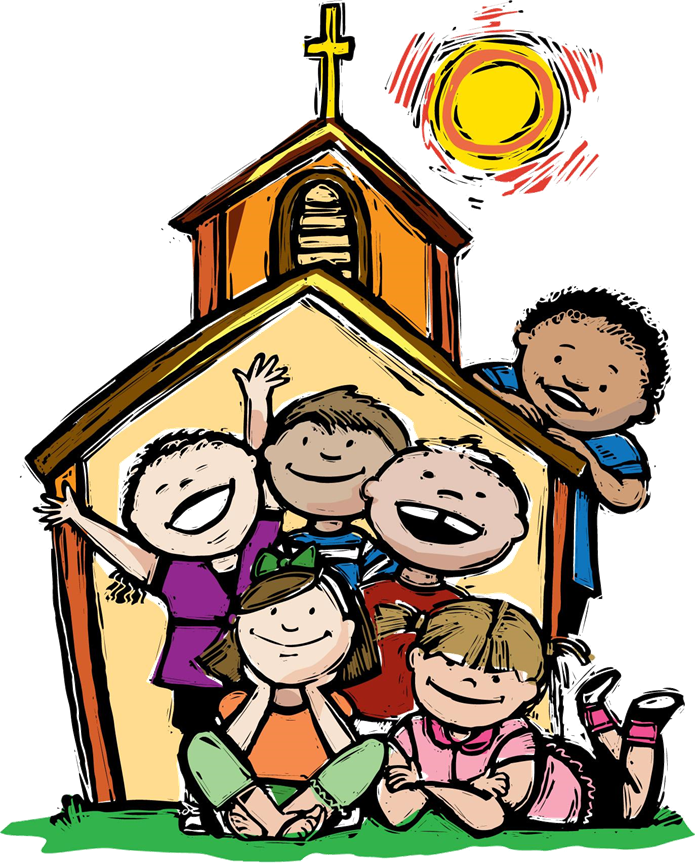 Happy Children Church Cartoon PNG Image