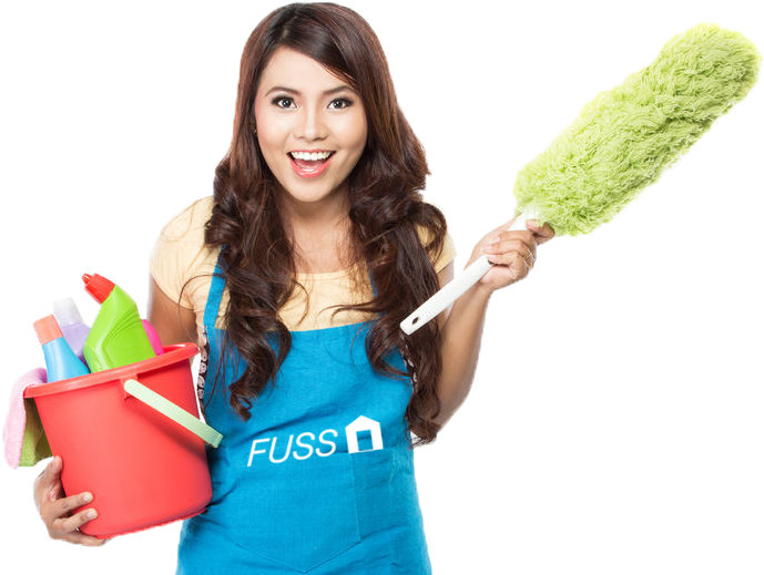 Happy Cleaner With Suppliesand Duster.png PNG Image