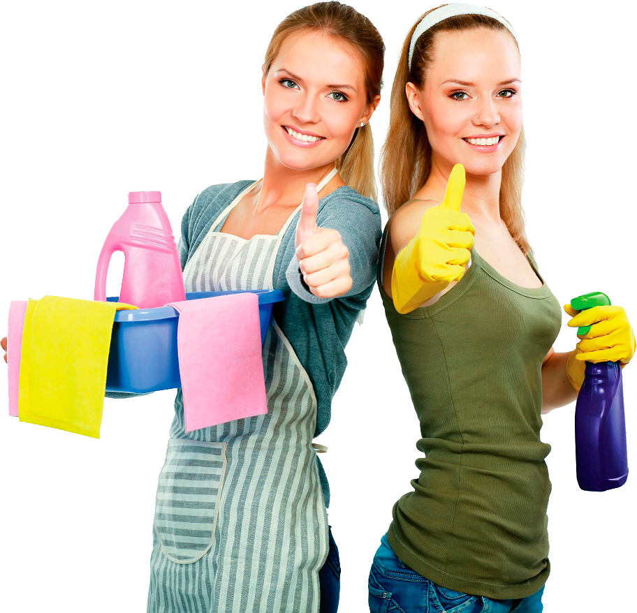 Happy Cleaning Team Thumb Up PNG Image