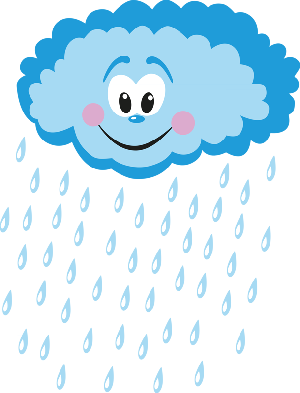 Happy Cloud Raindrops Illustration PNG Image