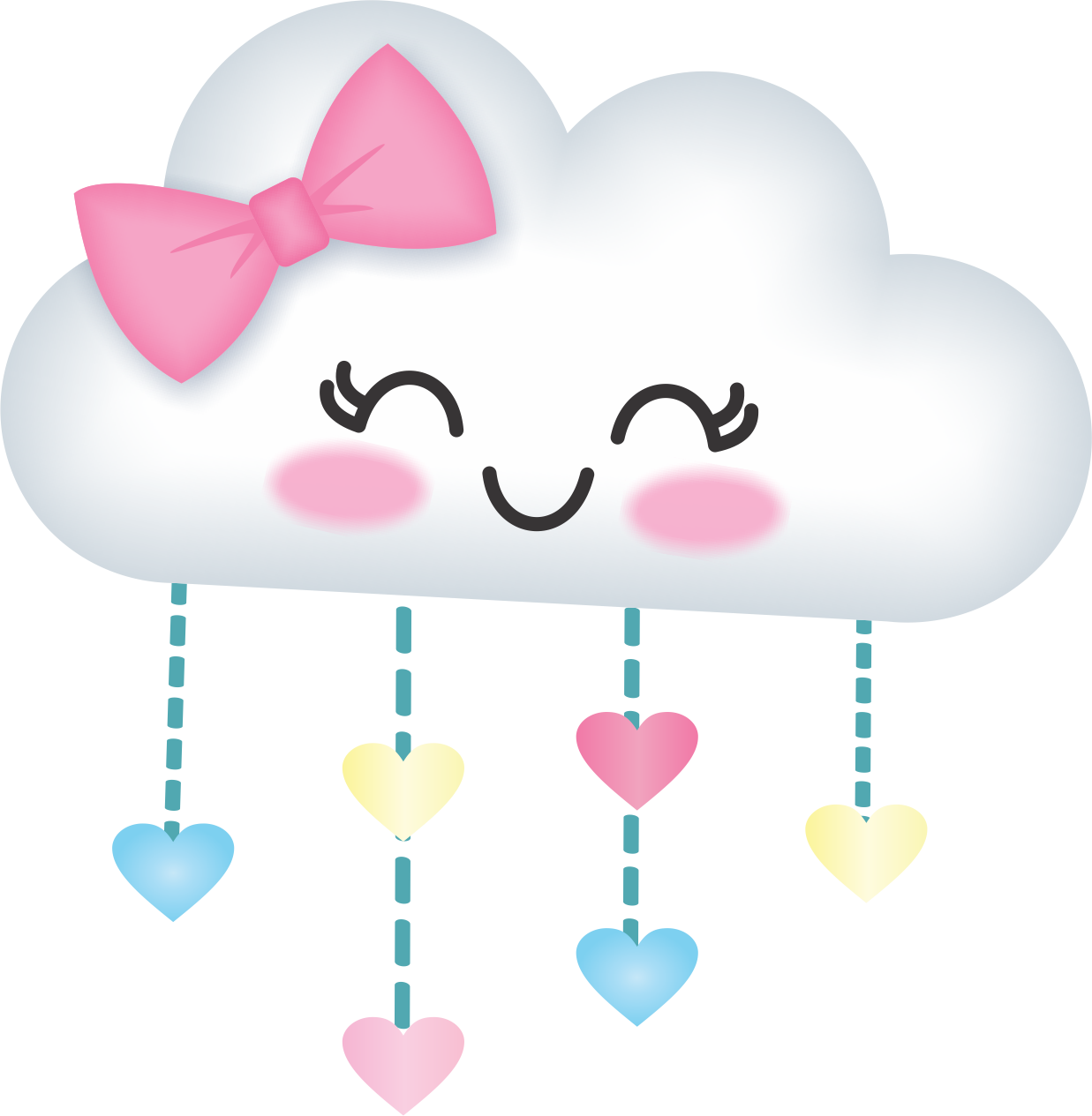 Happy Cloud With Hearts Mobile PNG Image