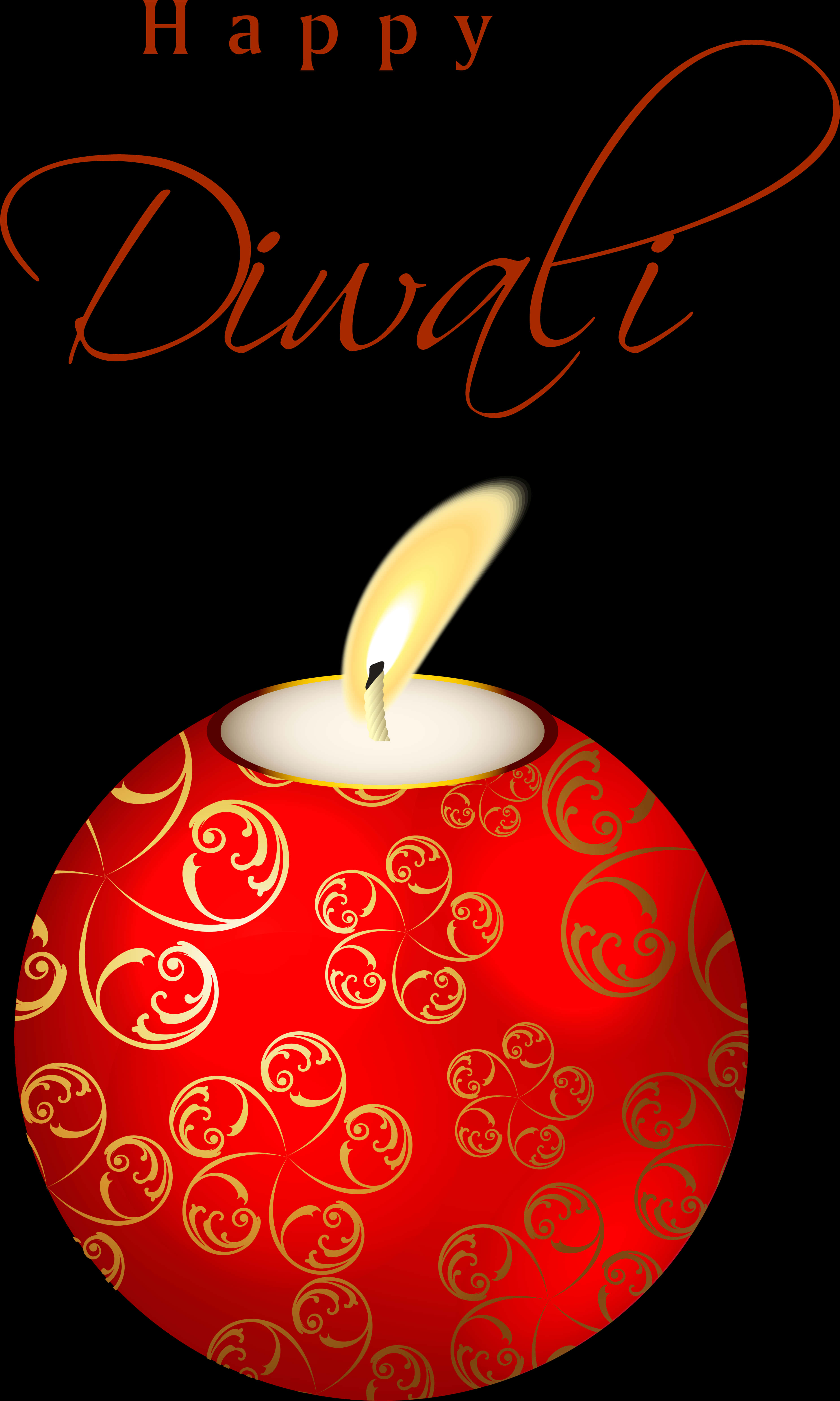 Happy Diwali Candle Greeting PNG Image