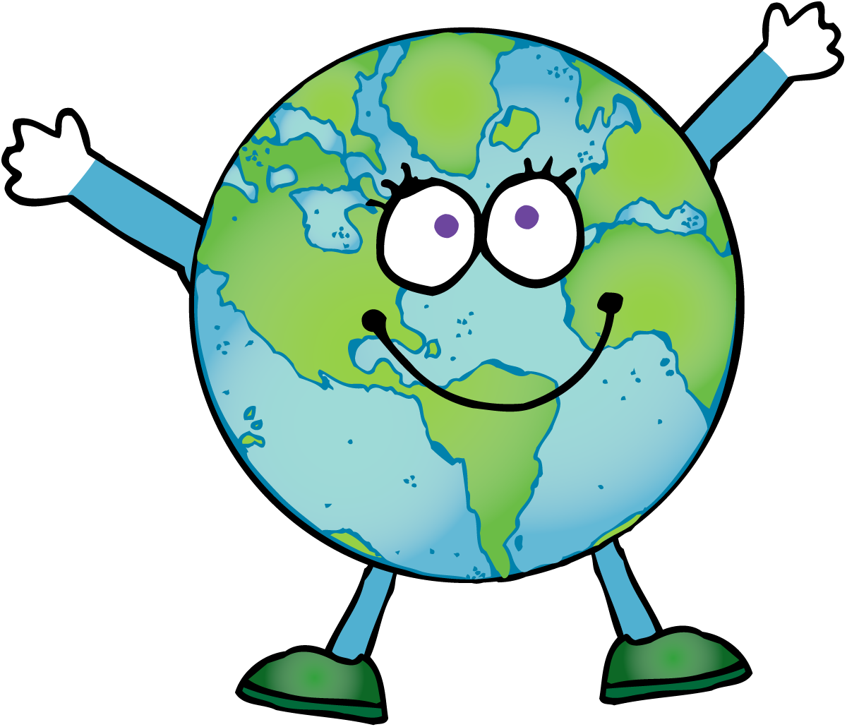 Happy Earth Cartoon Clipart PNG Image