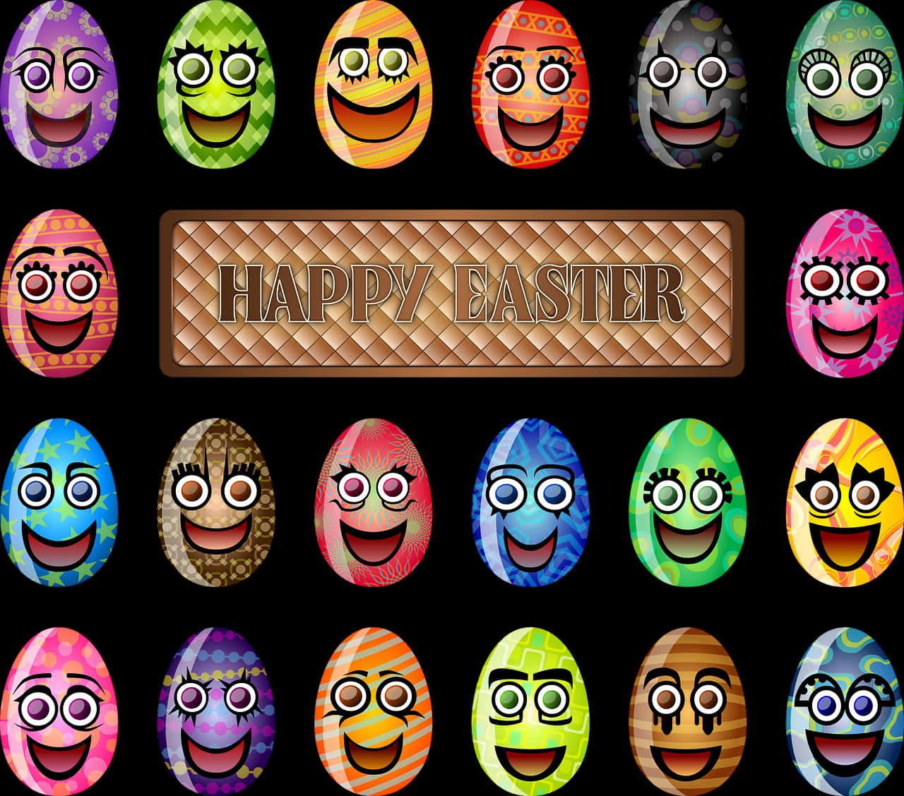 Happy Easter Emoji Eggs PNG Image