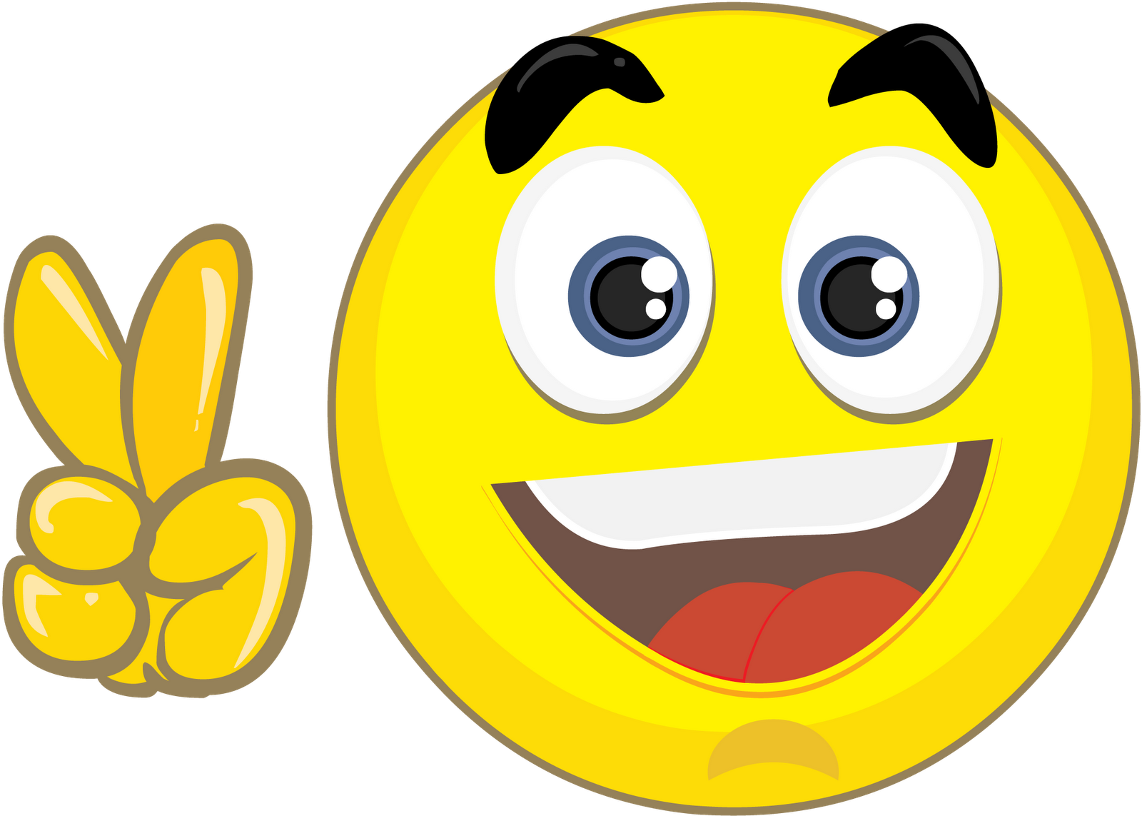 Happy Emoticon Victory Sign PNG Image