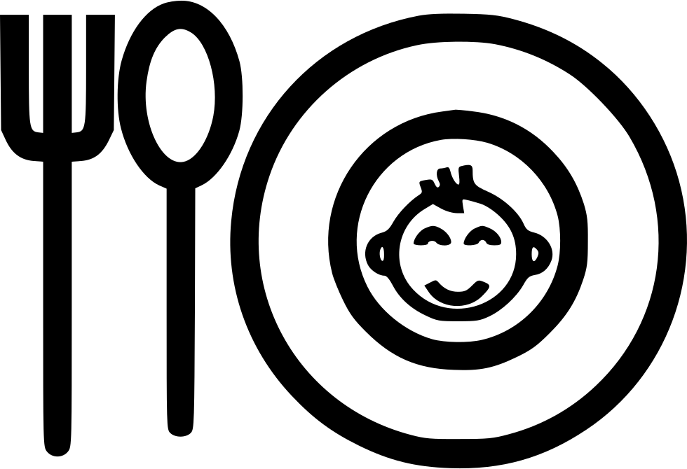 Happy Face Plate Cutlery Outline PNG Image