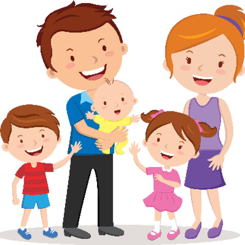 Happy Family Cartoon Illustration PNG Image