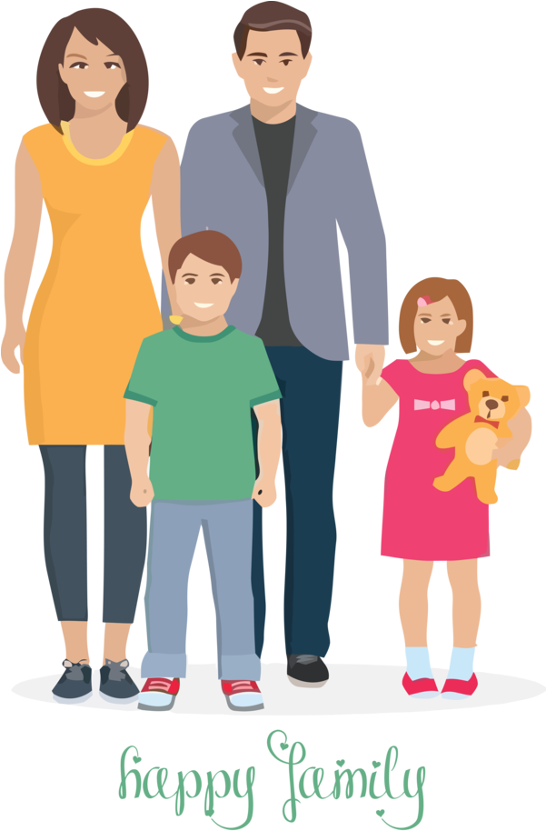 Happy Family Illustration PNG Image