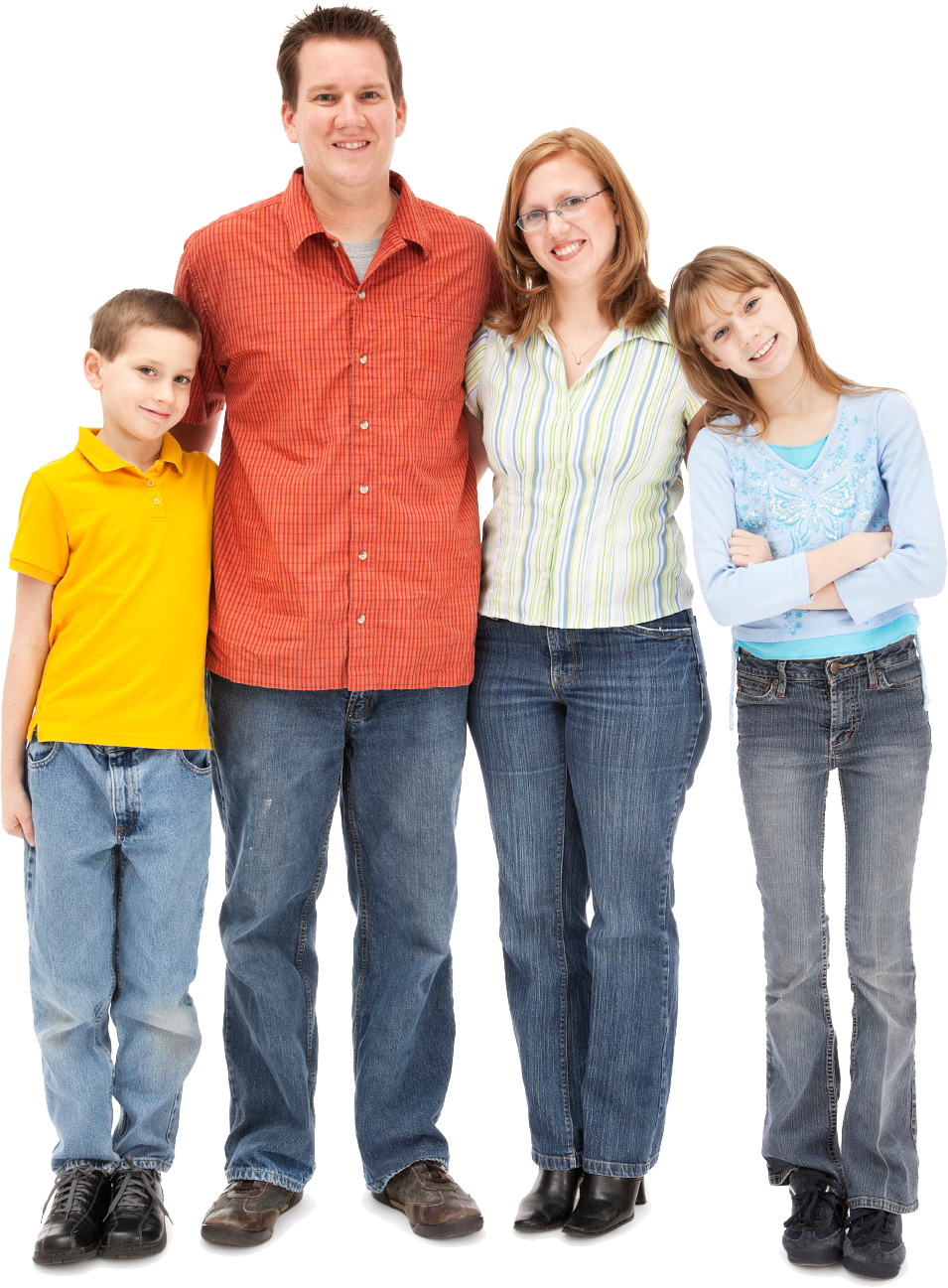 Happy Family Portrait Standing Together PNG Image