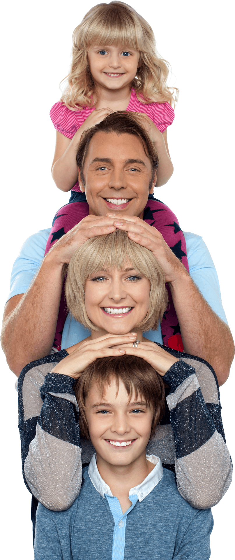 Happy Family Portrait Totem PNG Image