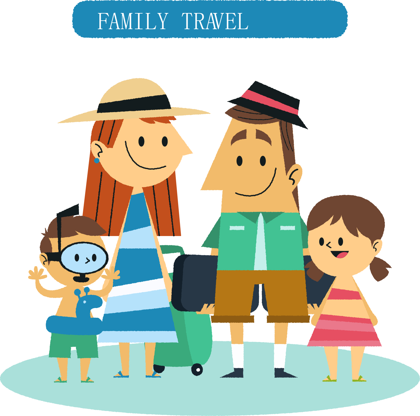 Happy Family Readyfor Vacation PNG Image