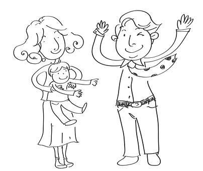 Happy Family Sketch PNG Image