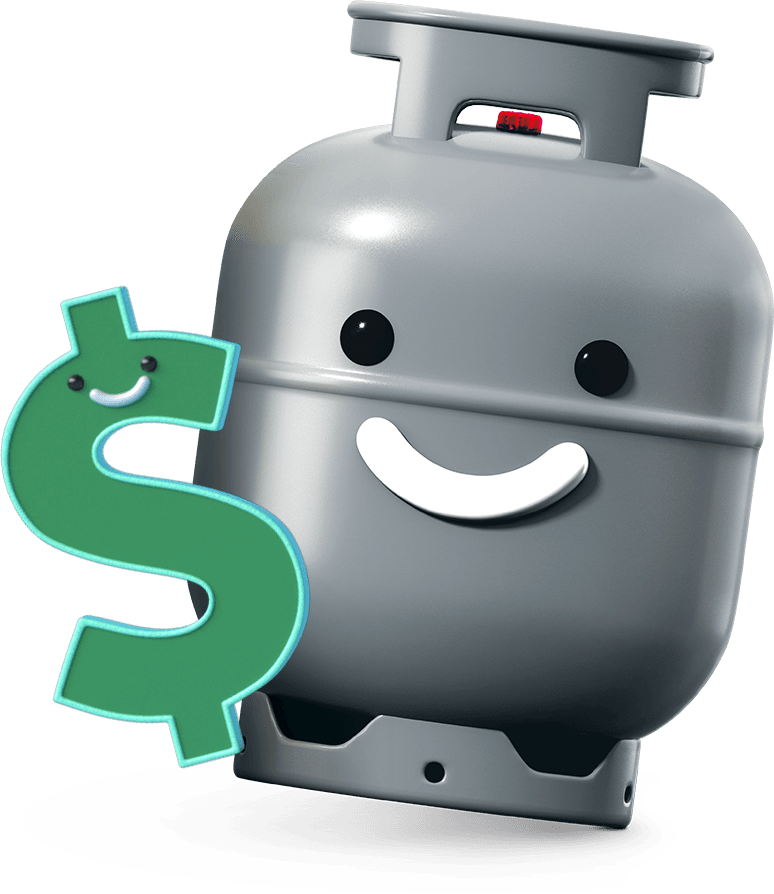 Happy Gas Cylinder With Dollar Sign PNG Image