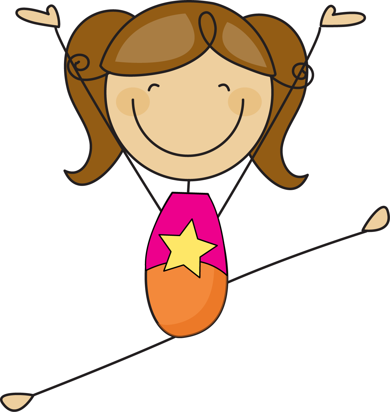 Happy Girl Cartoon Swinging.png PNG Image