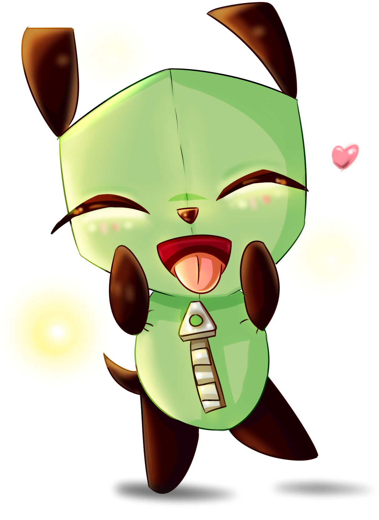 Happy Green Robot Cartoon PNG Image