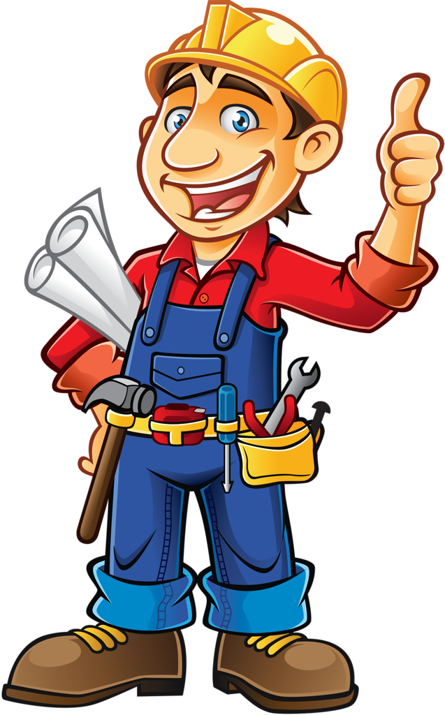 Happy Handyman Cartoon Character PNG Image