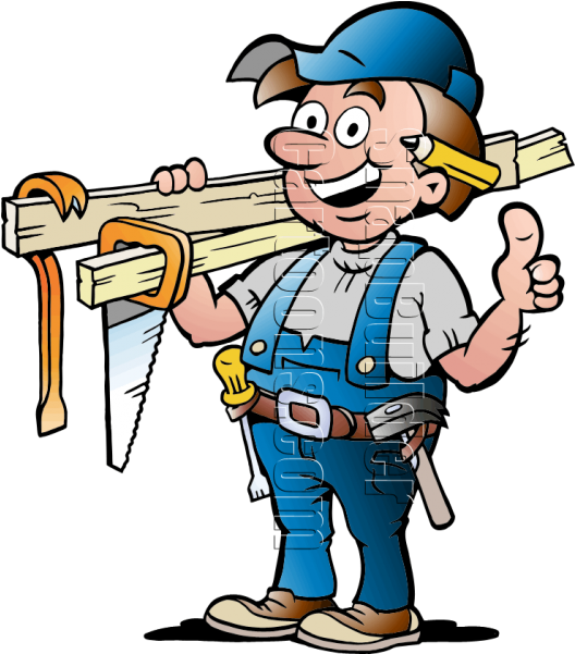 Happy Handyman Cartoon Character PNG Image