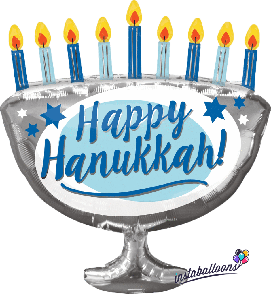 Happy Hanukkah Menorah Balloon PNG Image