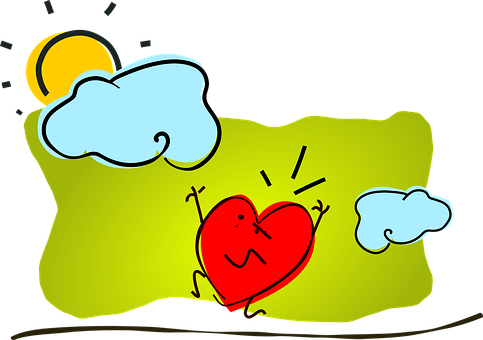 Happy Heart Cartoon Sunrise PNG Image