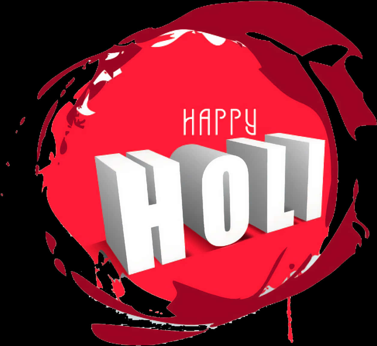 Happy Holi3 D Text Celebration PNG Image