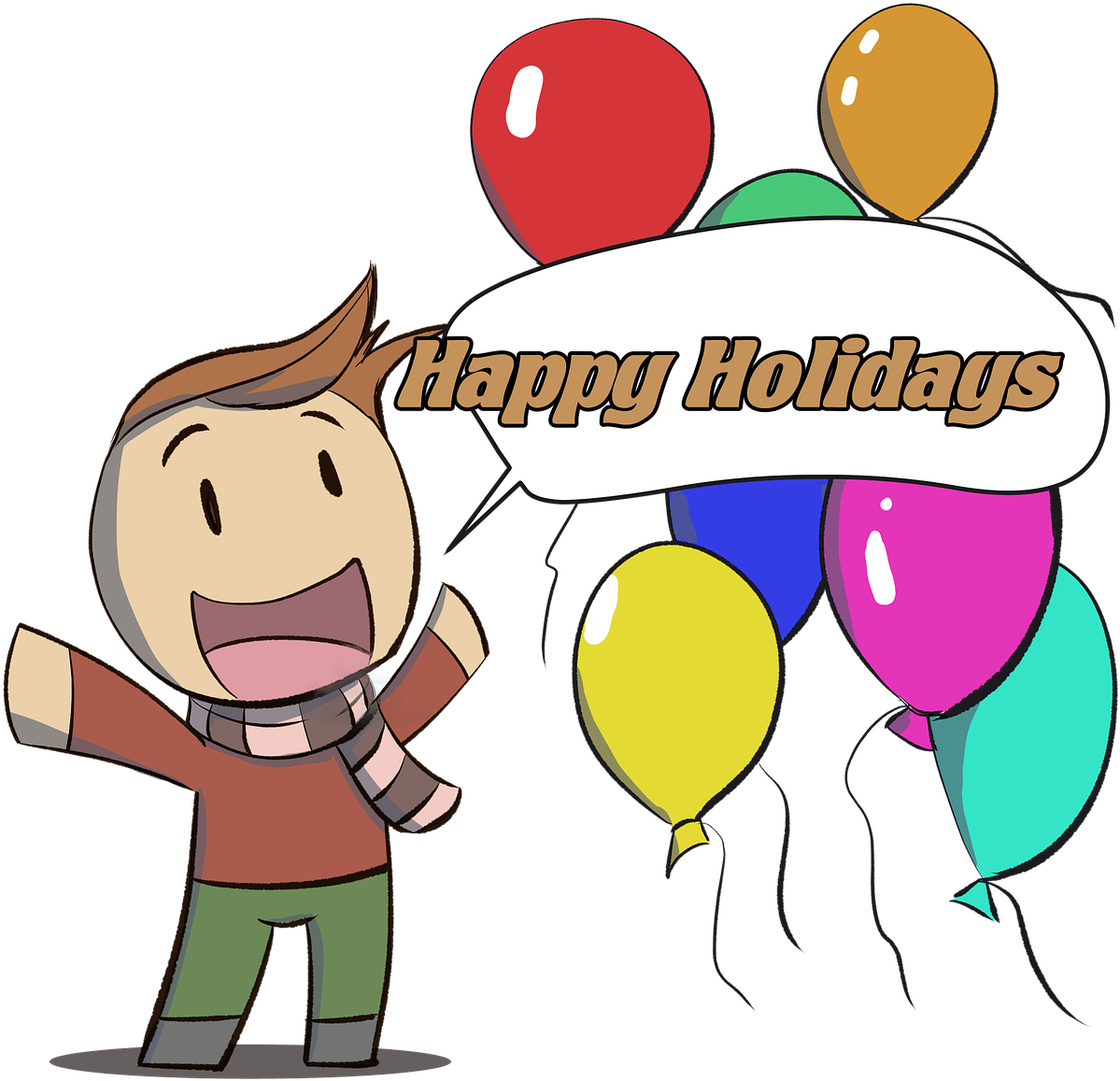 Happy Holidays Cartoon Celebration PNG Image