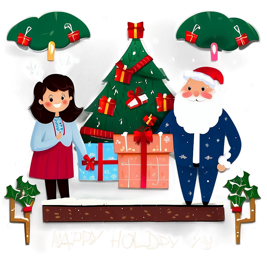 Happy Holidays Family Illustration Png 61 PNG Image