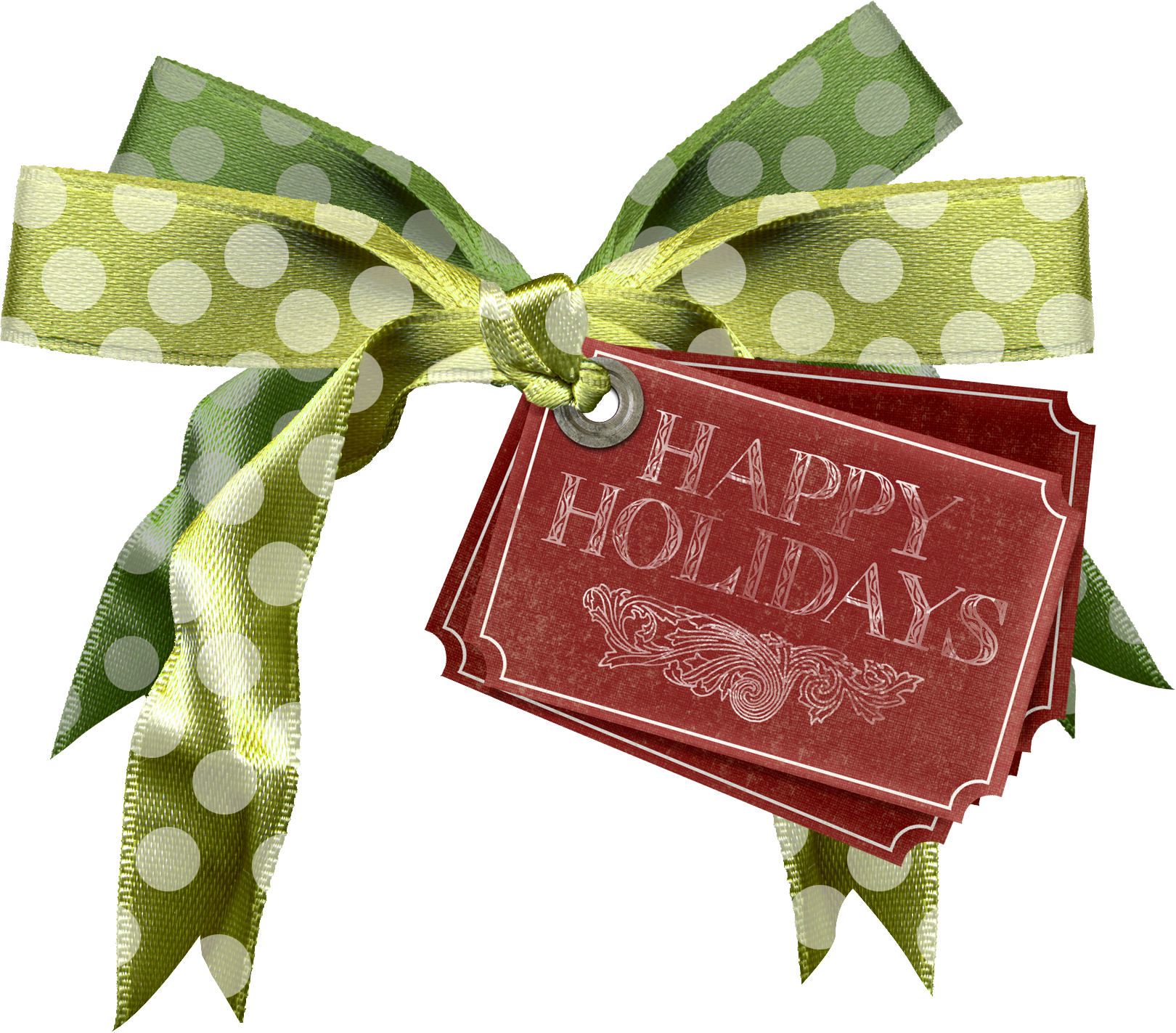 Happy Holidays Gift Tagand Bow PNG Image