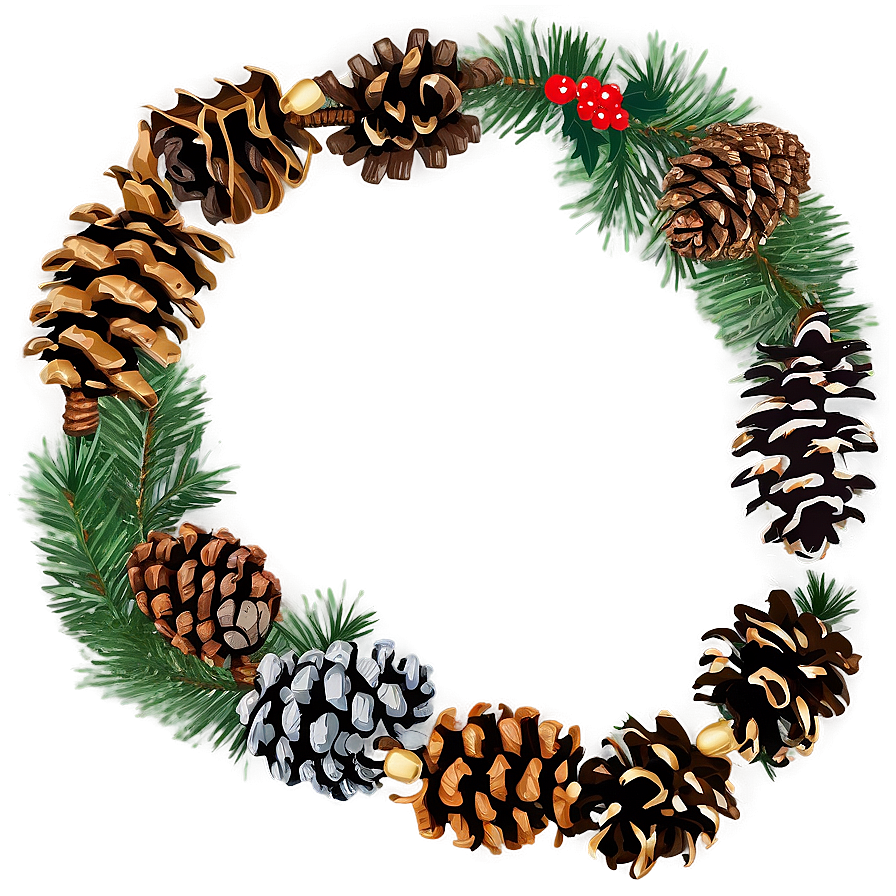 Happy Holidays Pine Cone Garland Png 05232024 PNG Image