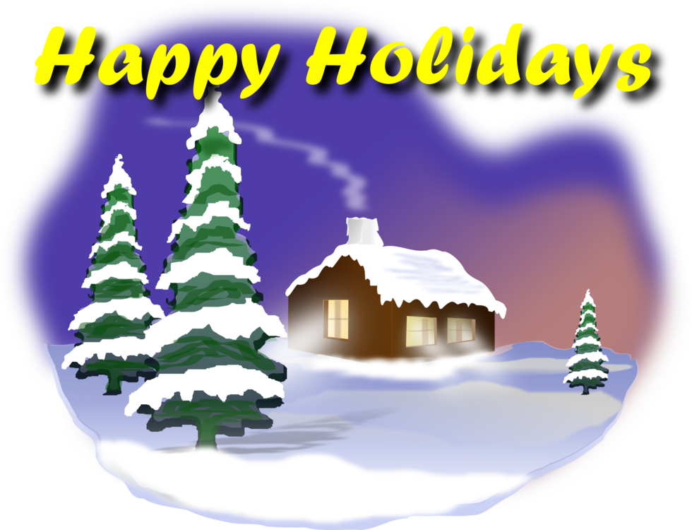 Happy Holidays Winter Scene PNG Image