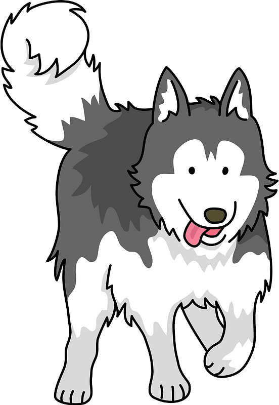 Happy Husky Cartoon Illustration PNG Image