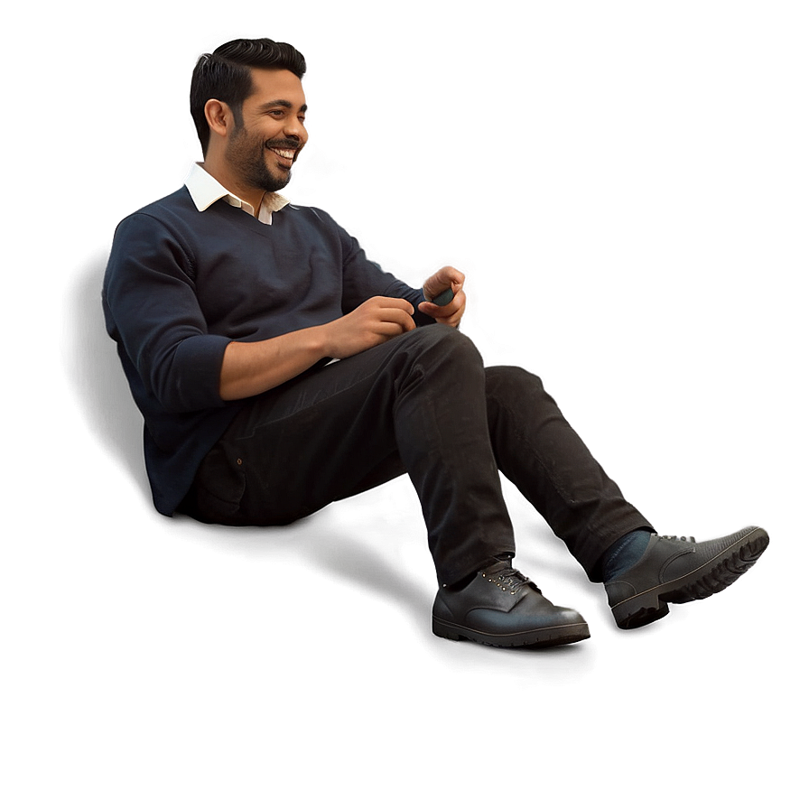 Happy Man Sitting Png Qnv PNG Image