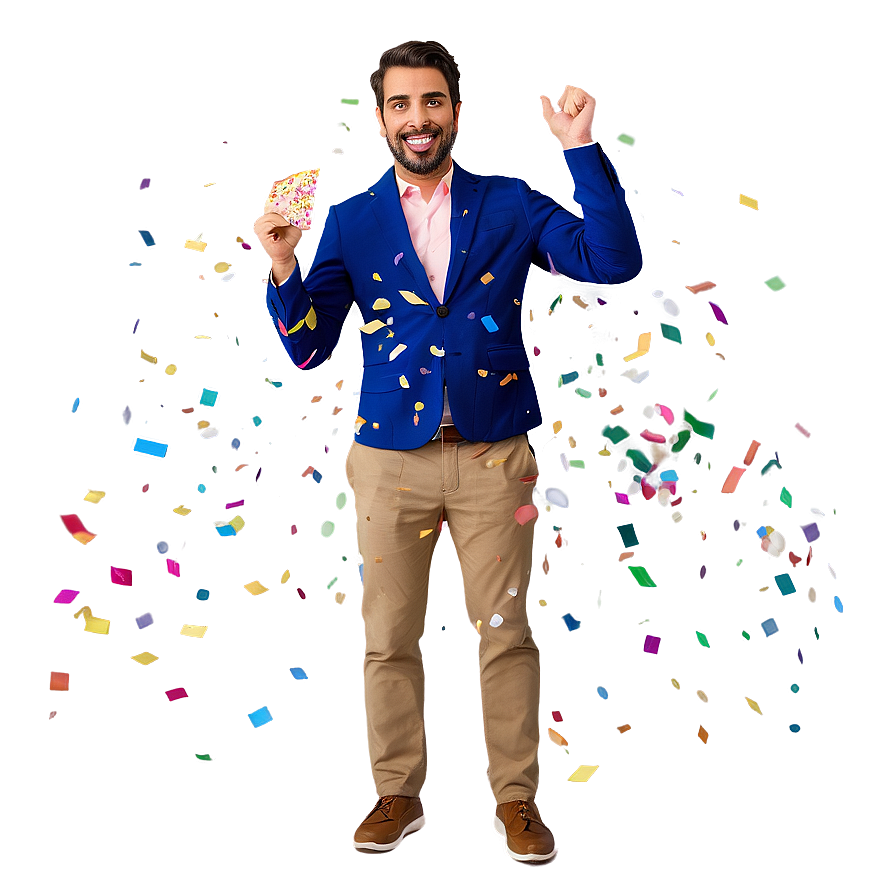 Happy Man With Confetti Png 06272024 PNG Image