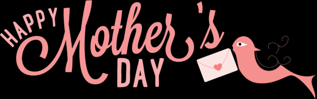 Happy Mothers Day Bannerwith Bird PNG Image