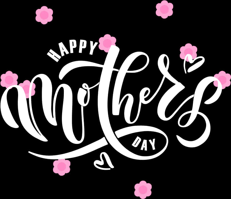 Happy Mothers Day Calligraphy Floral Design PNG Image