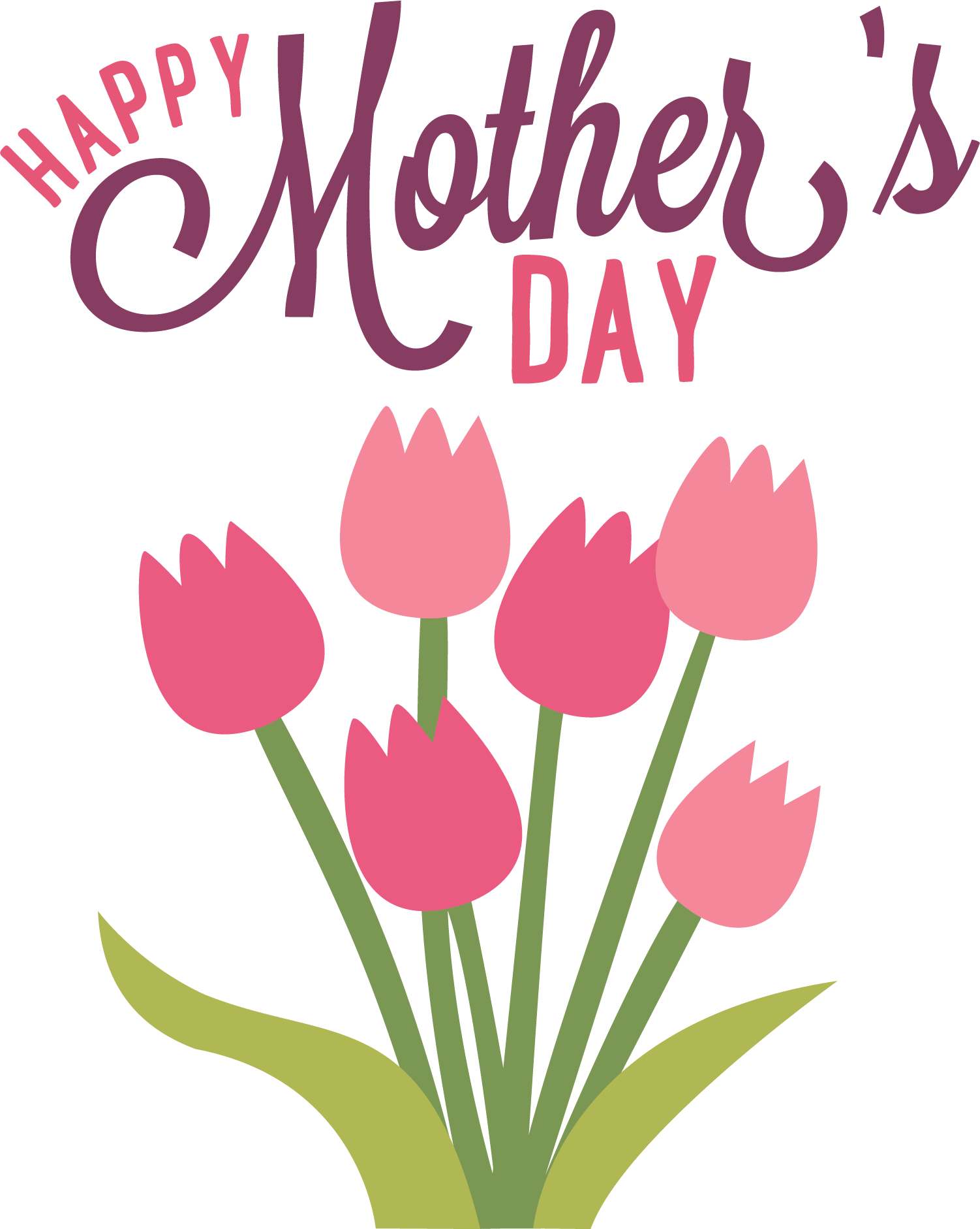 Happy Mothers Day Tulips Graphic PNG Image