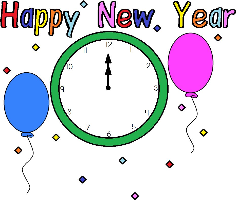 Happy New Year Celebration Clock PNG Image