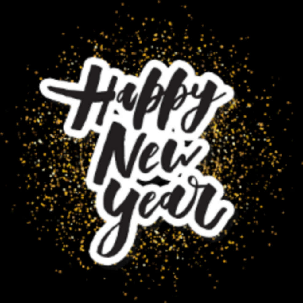 Happy New Year Glitter Text PNG Image