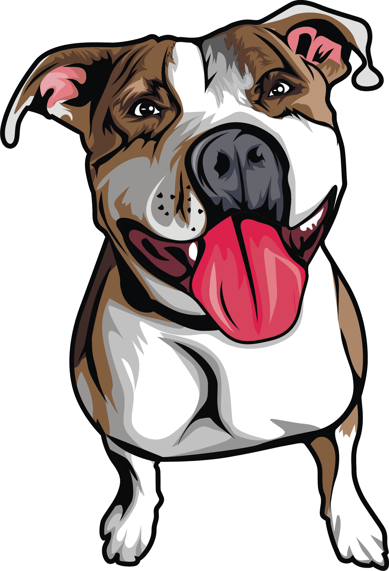 Happy Pitbull Cartoon Illustration PNG Image